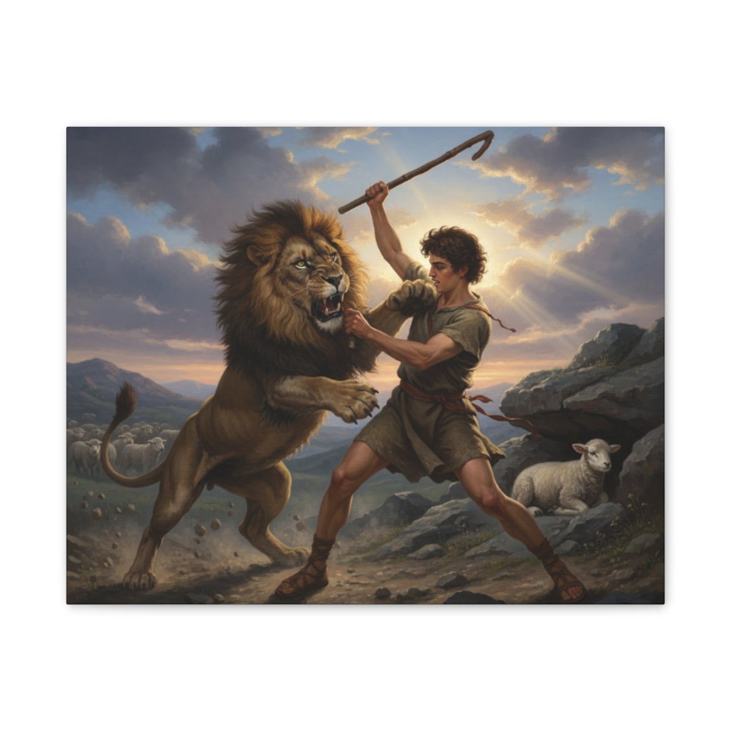 David vs Lion Canvas