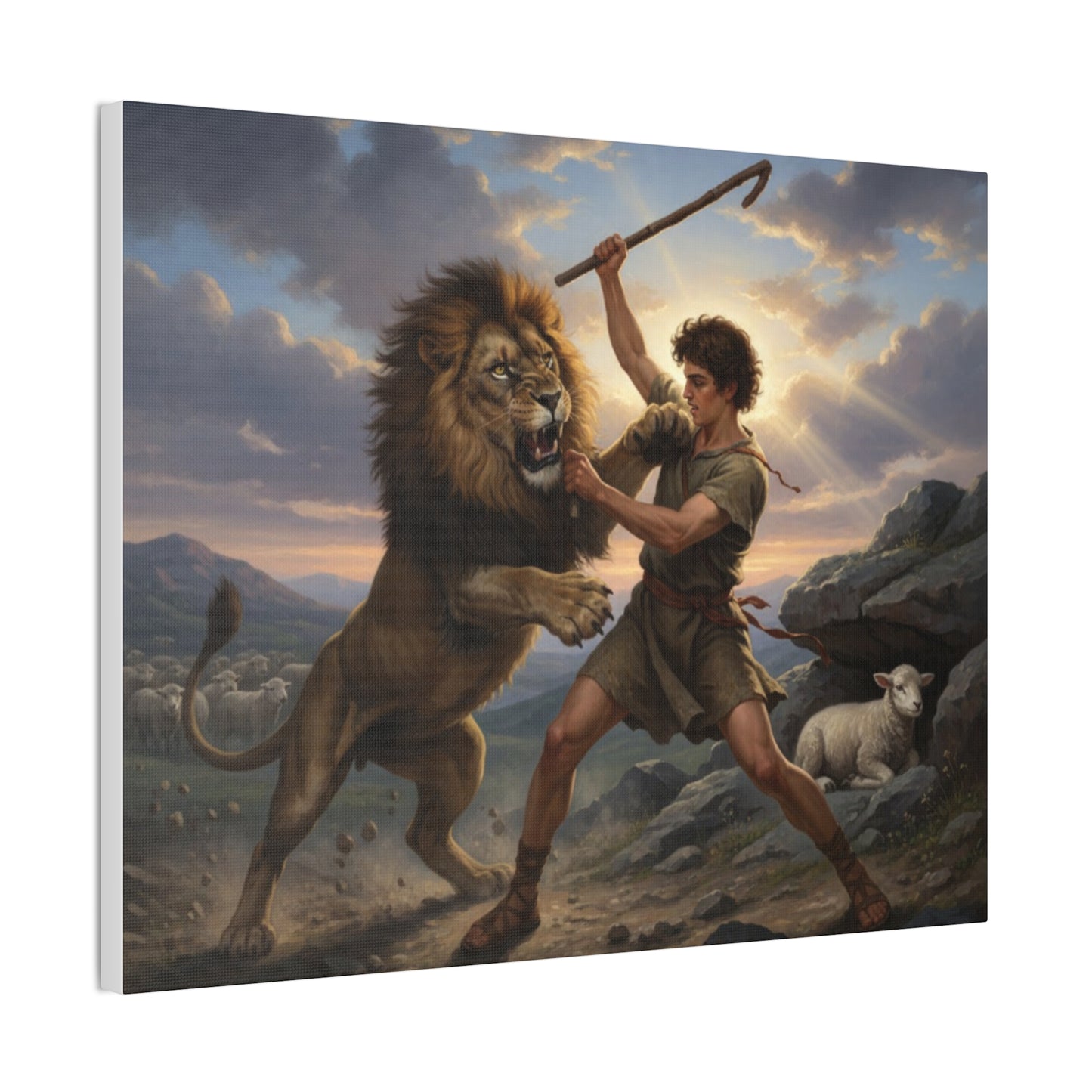 David vs Lion Canvas