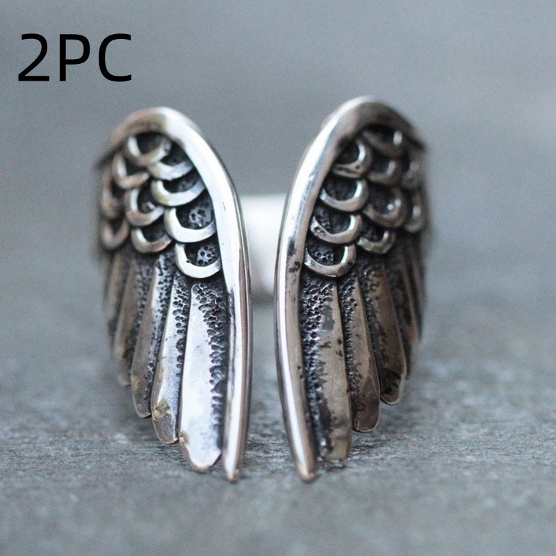 Angel wings ring black angel wings