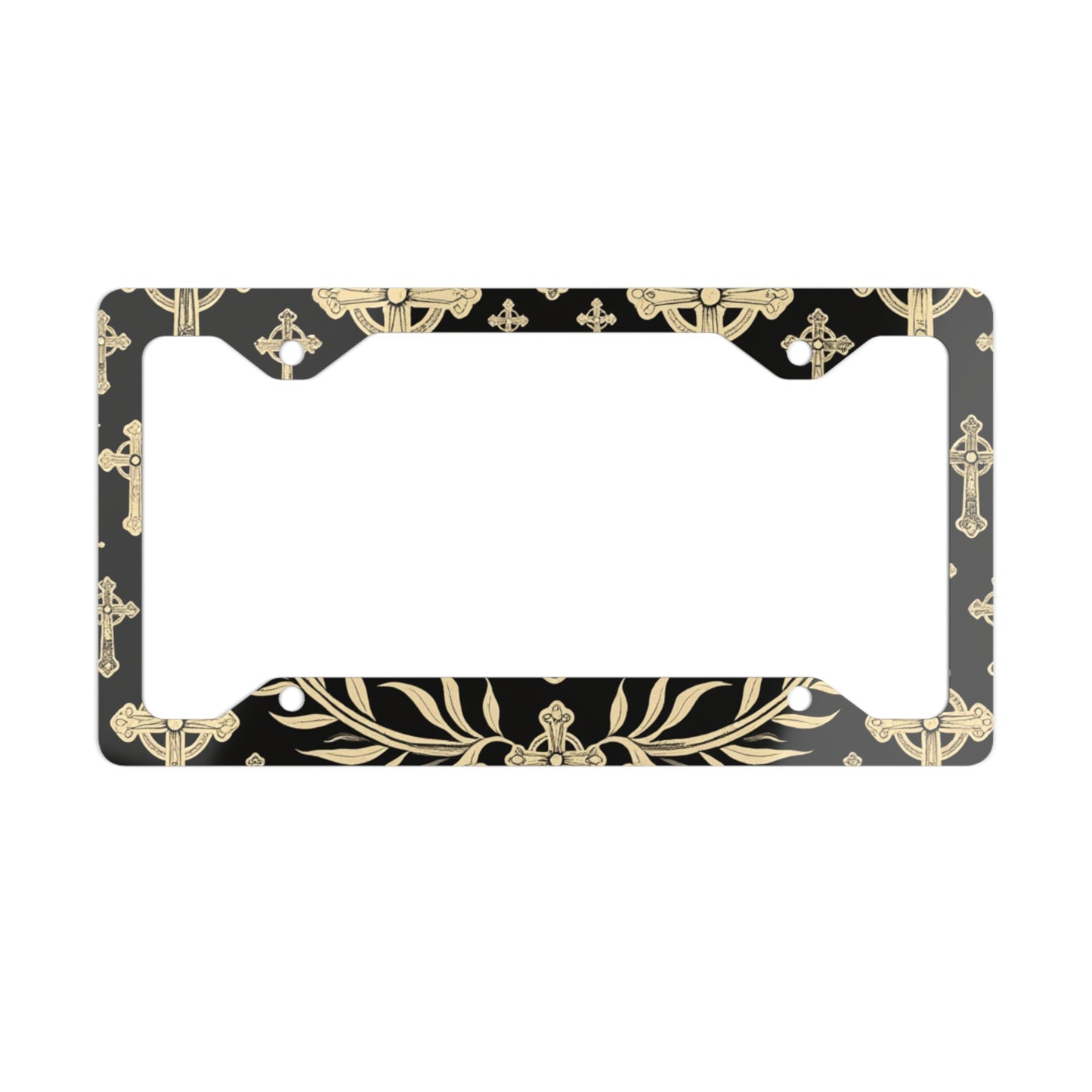 Cross Metal License Plate Frame