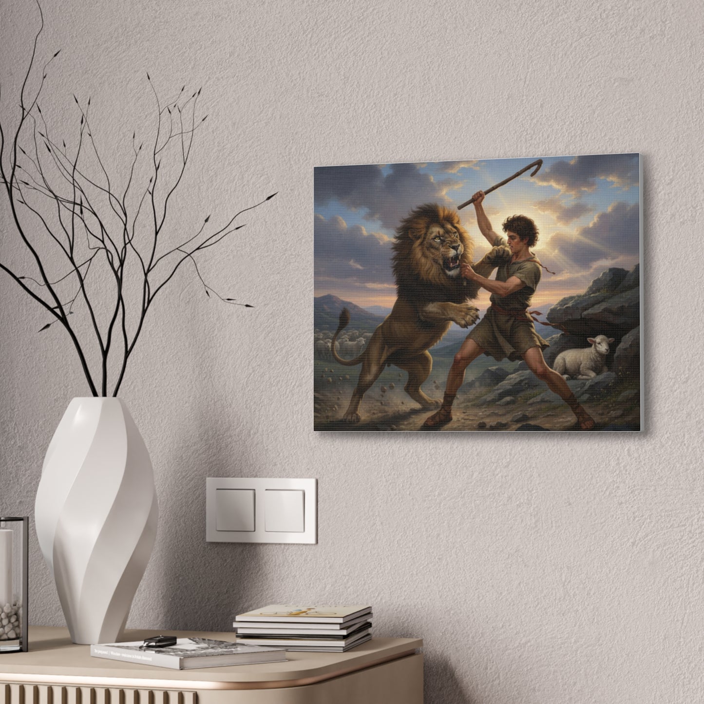 David vs Lion Canvas