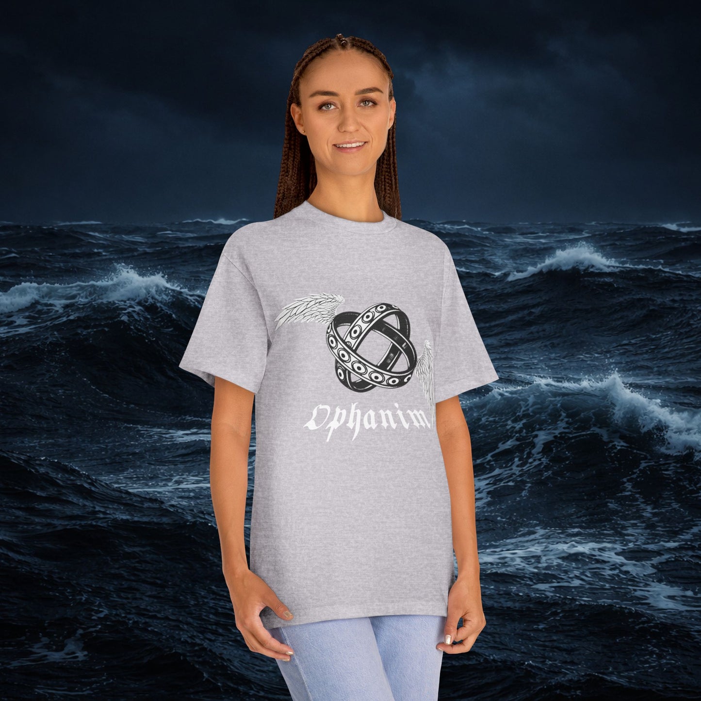 Graphic Tee — Gothic Winged Ring & Fallen Sword Design