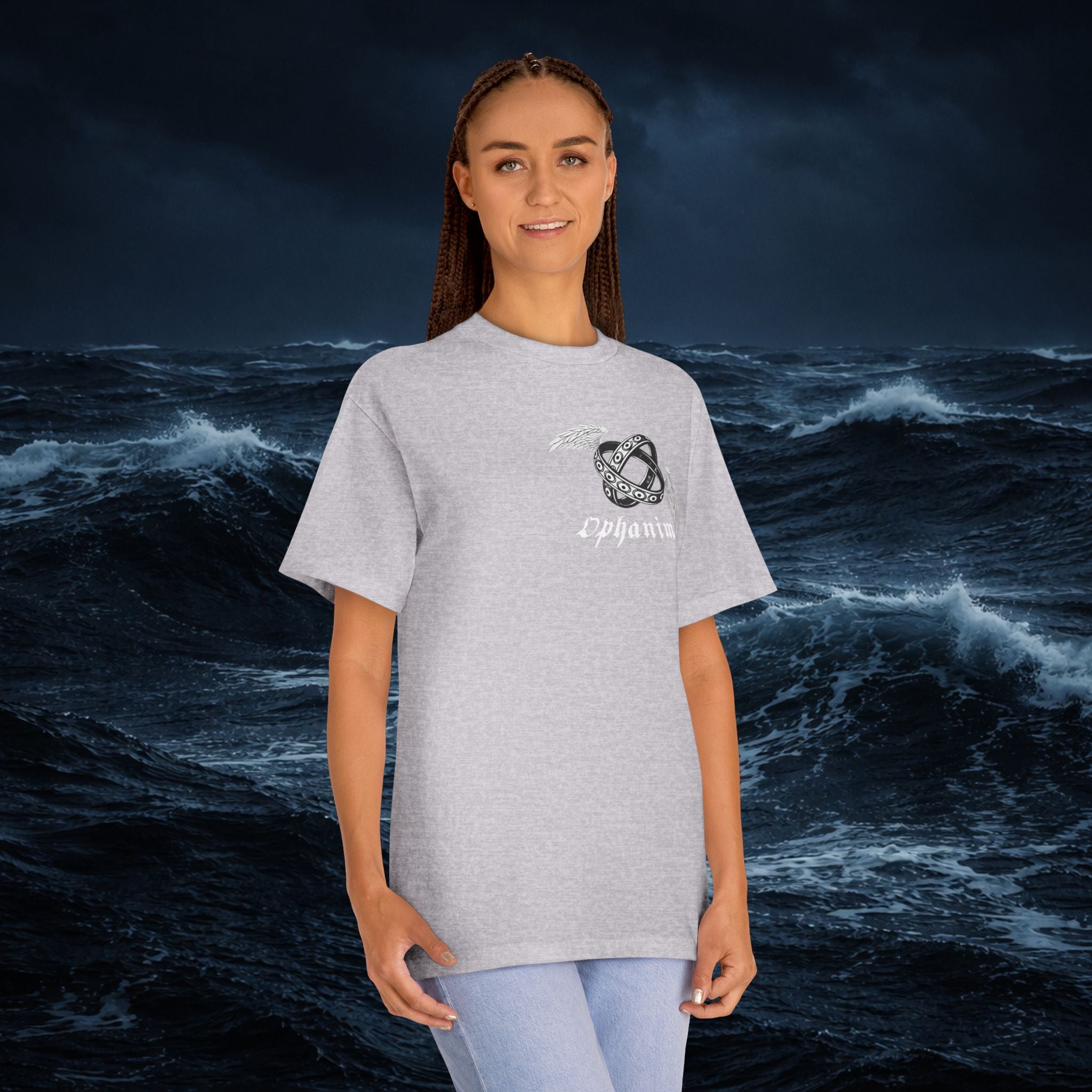 Graphic Tee — Gothic Winged Ring & Fallen Sword Design