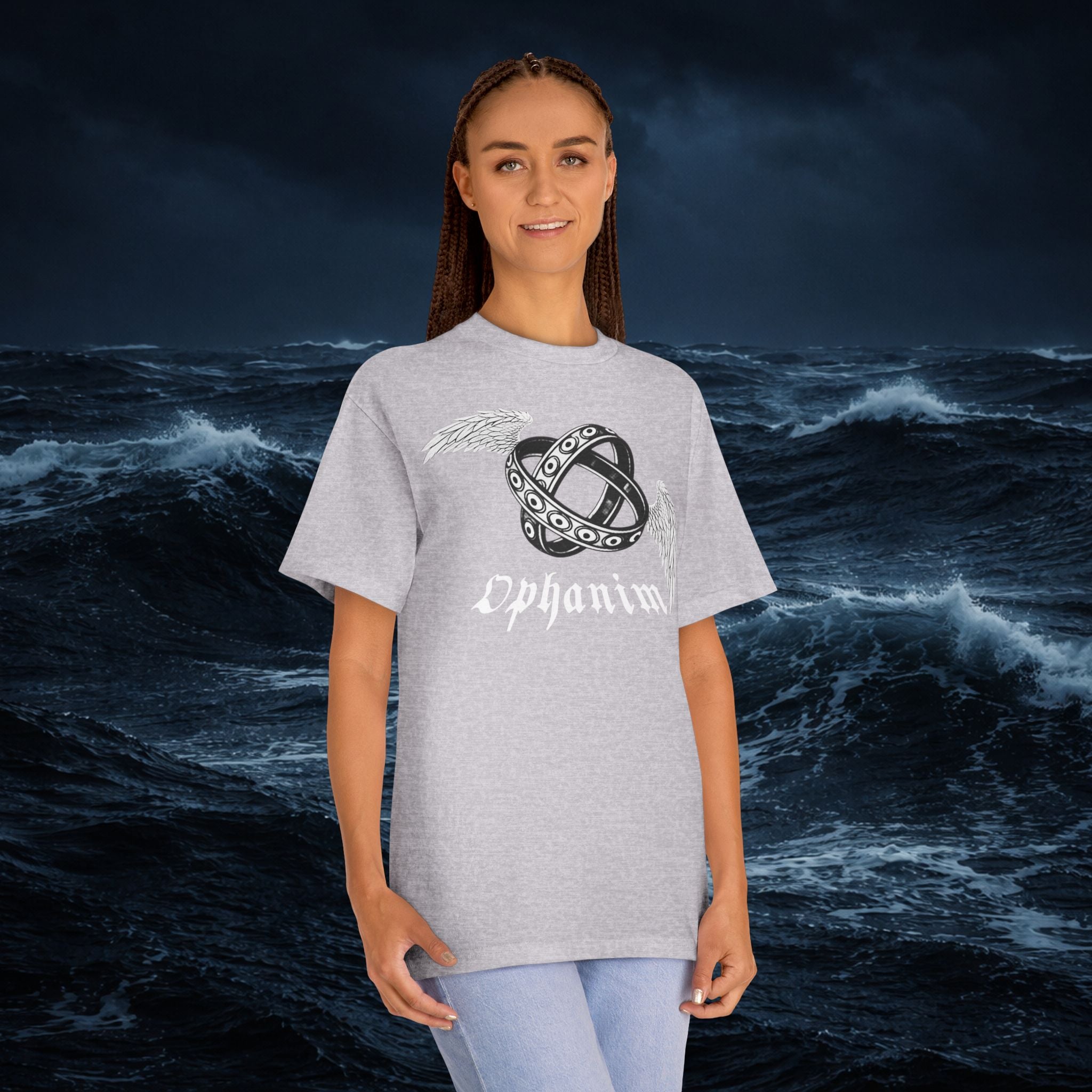 Graphic Tee — Gothic Winged Ring & Fallen Sword Design