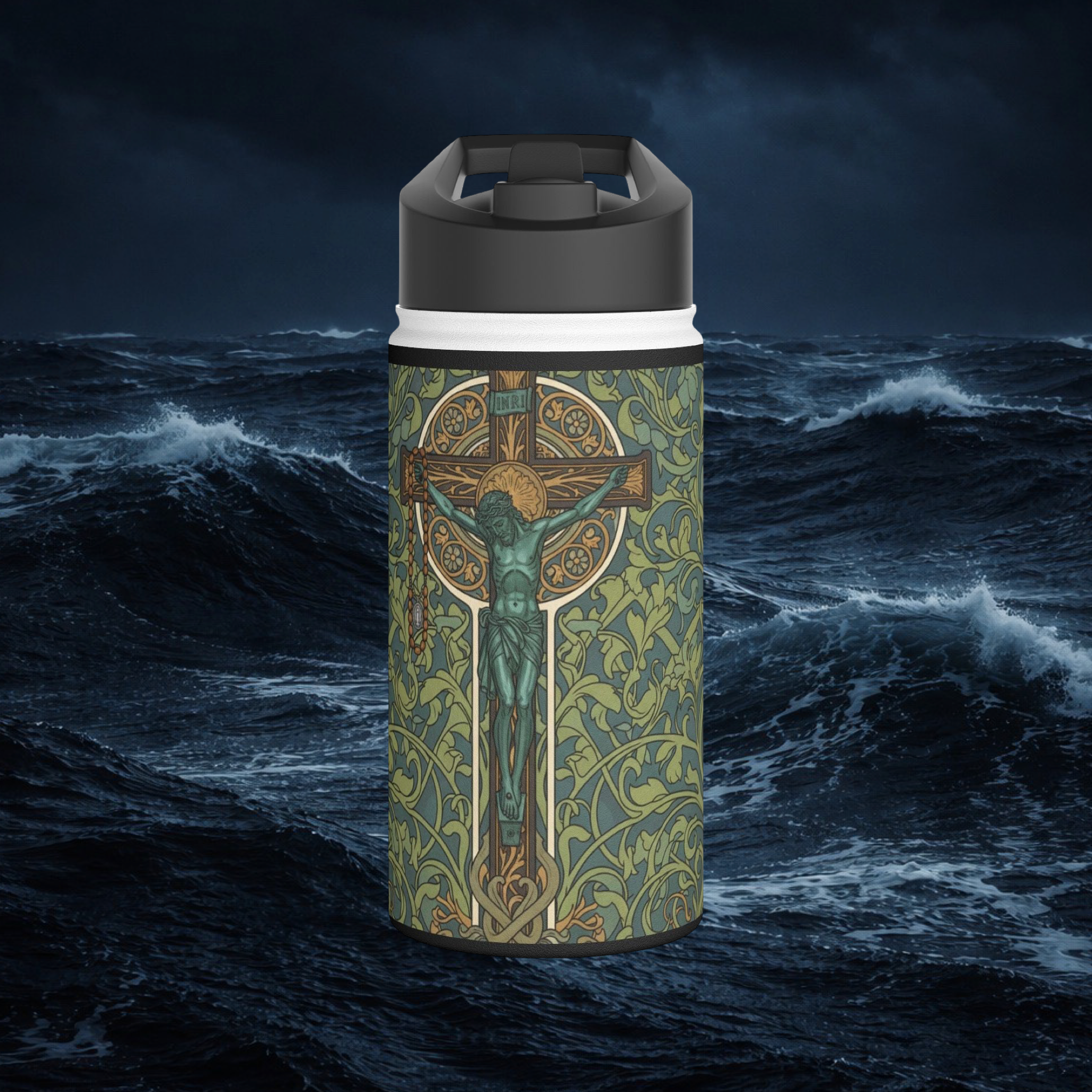 Eternal Waves Crucifix Water Bottle